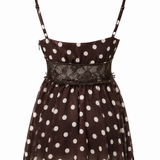 Top Vicolo a Pois con Pizzo e         Scollo a V