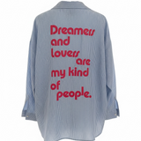 Camicia oversize rigata azzurra 100% cotone
