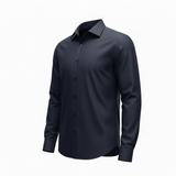 Camicia Xacus Tailor Fit - Blu Navy in Tessuto Stretch Albini