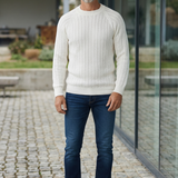 Alpha Studio Pullover in Cotone a Maglia Bianca - Taglia 48