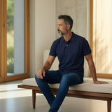 Polo Aspesi in Piqué di Cotone Stretch - Blu Navy