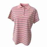 Polo a righe rosa in cotone stretch