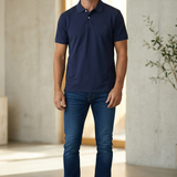 Polo Aspesi in Piqué di Cotone Stretch - Blu Navy