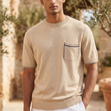 Maglia girocollo Alpha Studio in cotone beige - Taglia 50