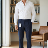 Pantalone Sartoriale Lardini in Lana e Tessuto Tecnico - Blu Navy