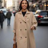Trench Coat beige con spille gioiello rimovibili