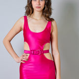 Abito Versace Jeans Couture fucsia con cintura logata