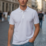 Polo Aspesi in Piqué di Cotone Stretch – Bianco