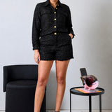 Pantaloncino in tweed nero