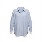Camicia oversize rigata azzurra 100% cotone