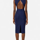 Abito in crêpe stretch con lacci criss-cross