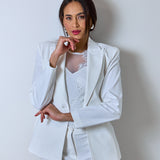 Completo bianco elegante donna blazer e pantalone