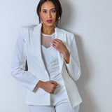 Completo bianco elegante donna blazer e pantalone