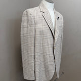 Giacca Lardini Sartoriale in Cotone e Lino – Fantasia Check Beige e Marrone taglia 54