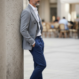 Giacca Manuel Ritz Doppio Petto in Lana Marzotto - Grigio Melange