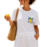 T-shirt Limone con Taschino Ricamato