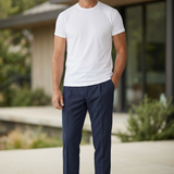 Pantalone Sartoriale Lardini in Lana e Tessuto Tecnico - Blu Navy