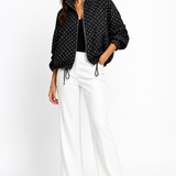 Giacca Bomber a Pois con Cerniera e Coulisse