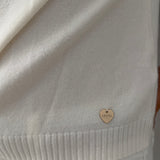 Maglioncino panna girocollo con chiusura a bottoni