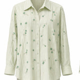 Camicia a righe taglia unica con Ricami fatto a mano