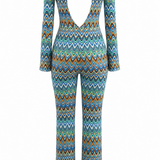 Tuta intera Zigzag Chevron con Scollo frontale e Schiena Scoperta