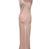 Abito lungo satinato rosa cipria