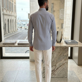 Camicia Xacus Active Shirt a Righe Bianche e Blu - Tailor Fit - Collo 42 (XL)