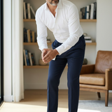 Pantalone Sartoriale Lardini in Lana e Tessuto Tecnico - Blu Navy