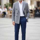 Giacca Manuel Ritz Doppio Petto in Lana Marzotto - Grigio Melange