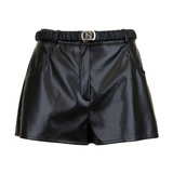 Pantaloncino Elisabetta Franchi in eco-pelle con cintura logata