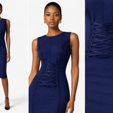 Abito in crêpe stretch con lacci criss-cross