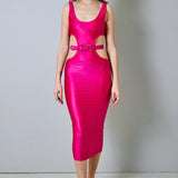 Abito Versace Jeans Couture fucsia con cintura logata