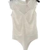 Body bianco Rinascimento con pizzo e tulle trasparente