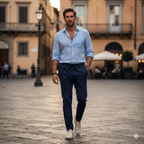 Pantalone Lardini Jogger in Lana – Blu Navy