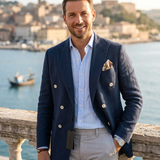 Giacca Doppiopetto Black Diamond Couture – Blu Herringbone