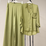 Camicia fluida in viscosa verde salvia
