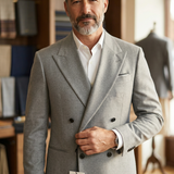 Giacca Manuel Ritz Doppio Petto in Lana Marzotto - Grigio Melange