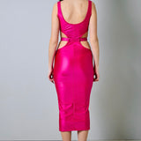 Abito Versace Jeans Couture fucsia con cintura logata