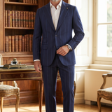 Abito Luigi Bianchi Mantova in Fresco Lana Blu a Righe taglia L
