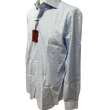 Camicia Barba Napoli a Righe Bianco e Azzurro – Taglia L (Collo 41)