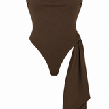 Body a Fascia Drappeggiato con Fiocco Laterale