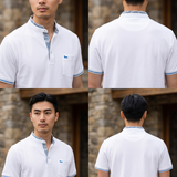 Polo Harmont & Blaine Bianco in Piqué di Cotone – Collo Coreana Paisley Taglia M