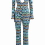 Tuta intera Zigzag Chevron con Scollo frontale e Schiena Scoperta