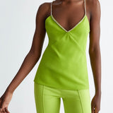 Top in Raso con Spalline Gioiello Liu Jo Verde Lime