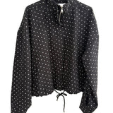 Giacca Bomber a Pois con Cerniera e Coulisse