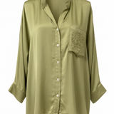 Camicia fluida in viscosa verde salvia