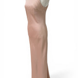 Abito lungo satinato rosa cipria