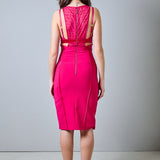 Abito tubino Elisabetta  Franchi con inserti in pizzo e spacco