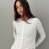 Maglioncino panna girocollo con chiusura a bottoni