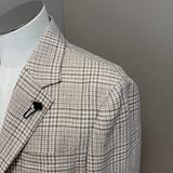 Giacca Lardini Sartoriale in Cotone e Lino – Fantasia Check Beige e Marrone taglia 54